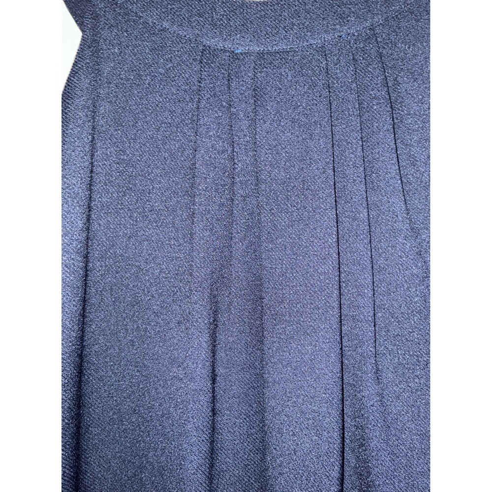 Signature Style Dress Women M Navy Blue Pleated Halter Neck Crepe Lined Mini - Picture 7 of 9